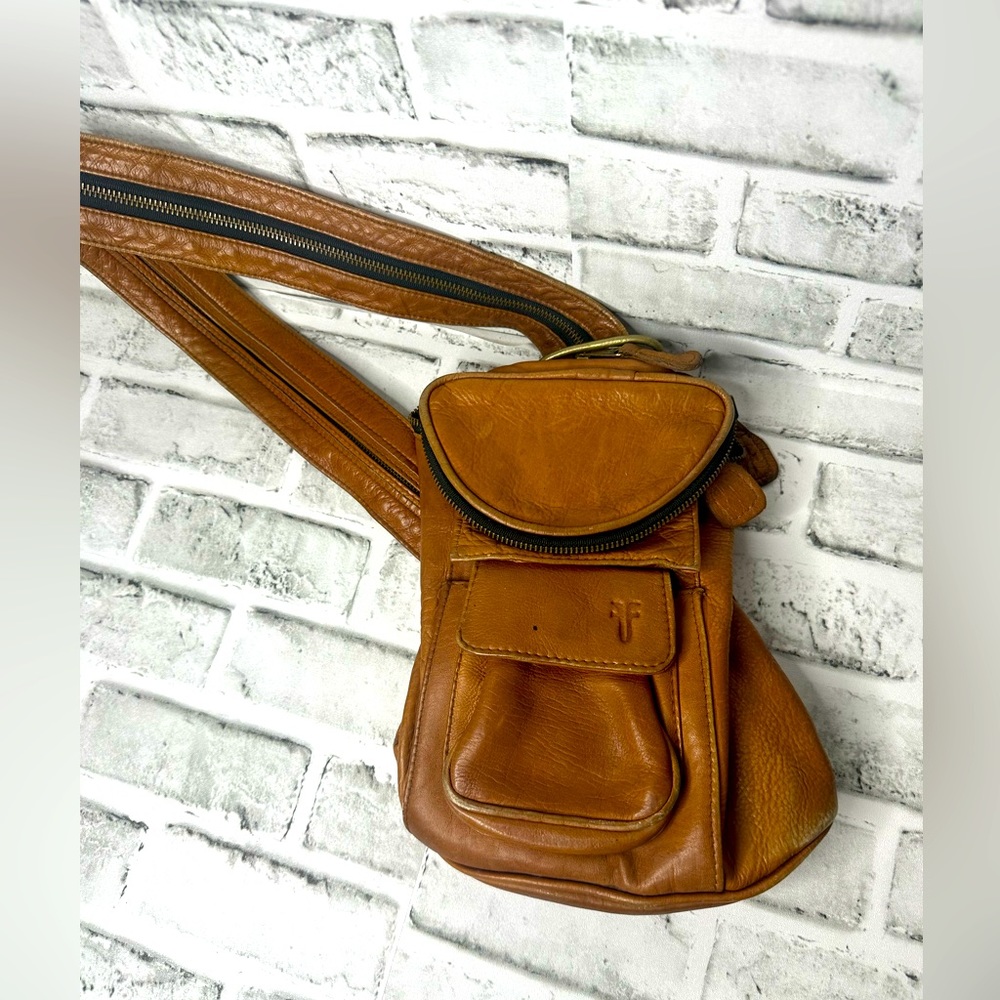 Frye Benchcrafted Genuine Brown Leather Backpack Mini Sling Purse